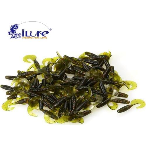 ILure 50 pcs/lot 4cm 0.5g Soft Artificial Fishing Lure Swimbait Tail Grub Lures Worm Moggot Grub Lures Baits Fishing Accessories