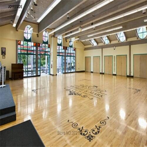 JOYRESIDE Wedding Floor Sticker Custom Names Groom Bride Decals Wallpaper Designs Dance Party Wedding Floor Wall Sticker A1736