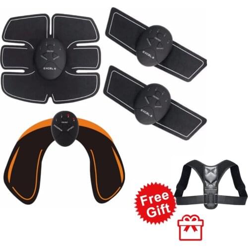 Fitness Abdominal Muscle Trainer EMS Electric Press Stimulator Slimming Machine Fitness Gym Equipment With Posture Corrector Kit