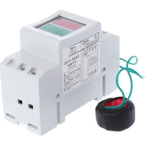 2P 36mm Din Rail Dual LED Voltage Current Meter Voltmeter Ammeter AC 80-300V 250-450V 0-100A U90C