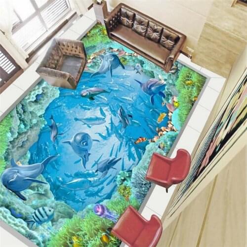 Wellyu Custom large-scale murals pvc waterproof underwater world 3D floor thickening wear-resistant floor