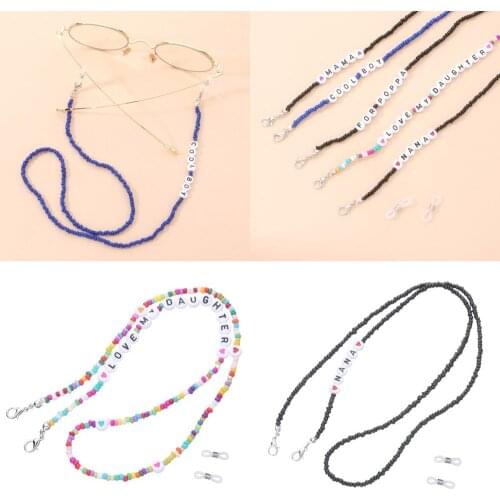 Wgoud Personality Colorful Bead Family Letter Charm Glasses Chains Bohemian Fashion Charm Seed Bead Sunglasses Neck Strap