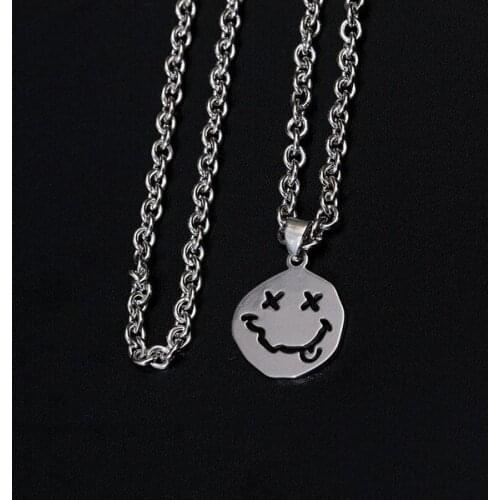 Simple Korea Ins Sweet Smile Face Pendant Necklace for Women Girl Kpop Hip Hop Smile Mood Necklace Chain Couple Jewelry Gift