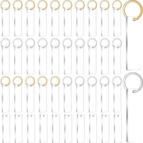 80Pcs Key Chain Acrylic Keychains Blank Acrylic Transparent Rectangle Discs for Made Vinyl and DIY Keychain