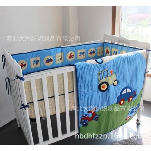 Promotion! 3PCS Baby Crib Cot Bedding Set Quilt Bumper Sheet Dust Ruffle (bumper+duvet+bed cover)