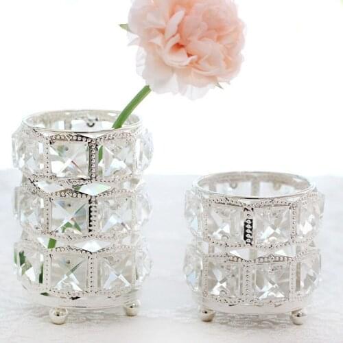 Europe metal candle holder crystal wedding candlestick candle holders for home table vase decorative pen storage box ZT154