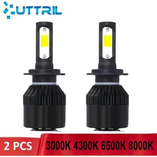 Uttril 2 Pcs 3000K 4300K 6500K 8000K LED H7 H4 Car Headlight H1 H3 H8 H9 H11 9005 9006 880 881 Auto Fog Light Mini Headlamp 12V