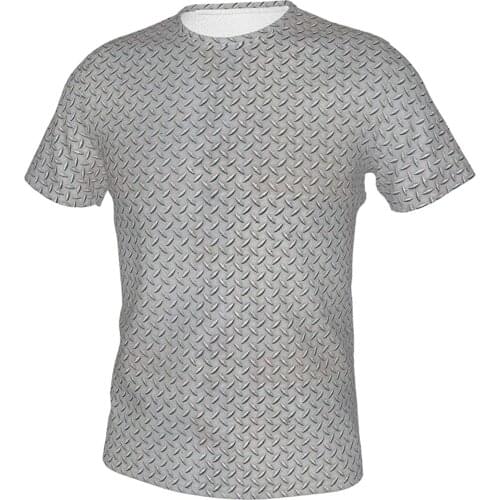 T Shirt For Men Clothing Printed Shirts Graphic Tee Metal Pattern Novelty Oversized T-Shirt