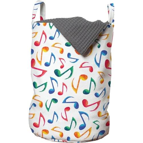Music Laundry Basket Musical Notes Melody Beats Radio Art Organizer for Clothes Underwear Socks Toys Wash Bag & Home Storage