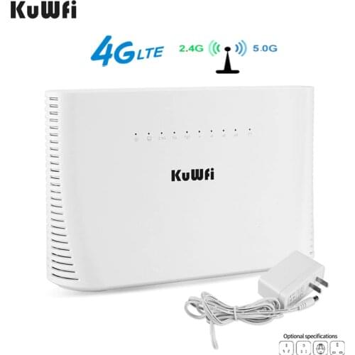 KuWFi 4G Router SIM 1200Mbps 2.4G&5G Wireless Home WIFI Router Unlocked FDD/TDD With RJ45 Port Up to 64 Wifi Users