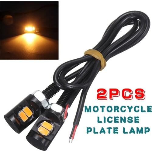 Mayitr 2PCS Amber 2LED Motorcycle Car Number License Plate Screw Bolt Light Aluminum Lamp Bulb