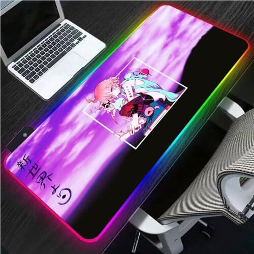 New World Pink Girl RGB Mouse Pad Computer Notebook PC Gamer Kawaii Gaming Accessories Led Keyboard Carpet Mat Anime Mouse Pad
