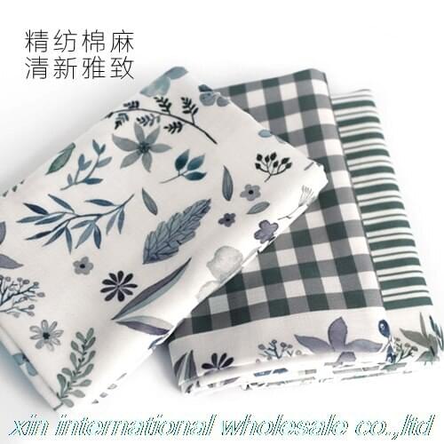 Printing of cotton hemp fabric DIY hand made glitter fabric curtain cloth sofa pillow fabric bag telas patchwork Flower lattice