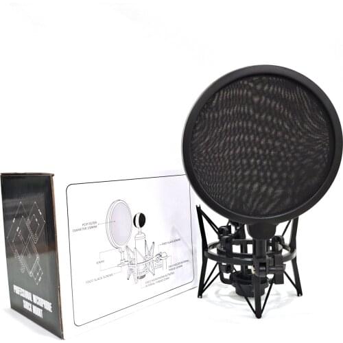 Microphone shockproof bracket Condenser microphone blowout cover set Recording live K song shockproof frame accessories