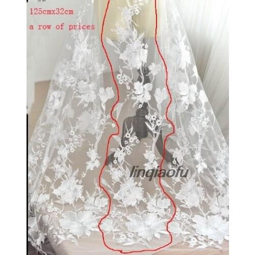 Luxury three-dimensional embroidery lace fabric wedding dress handmade diy accessories clothing costumes with cloth