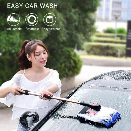 2-in-1 Long Chenille Microfiber Wash Mop 360 Degree Wet Mop Telescopic Multi-function Chenille Brush Car Cleaning Tool Supplies
