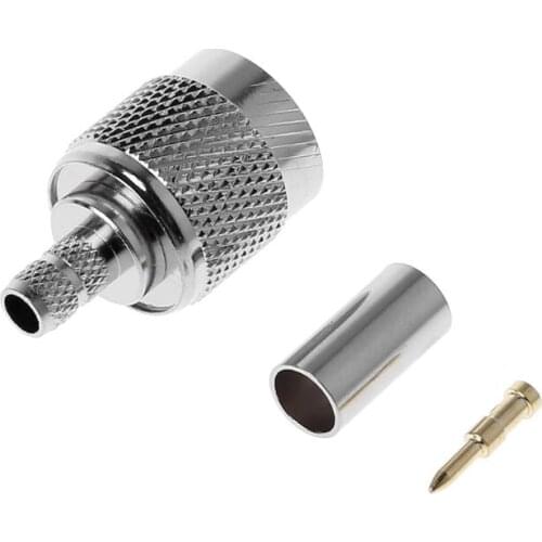 TNC Male Plug RF Coax Connector Crimp Nickelplated For Cable RG58 RG142 RG400 LMR195