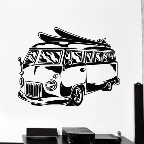 Hippie Bus Vinyl Wall Decal For Office Mobile Car Surfing Beach Vacation Wall Stickers Decor Nursery Children Room Art W856