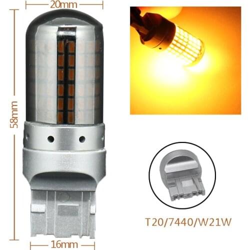 2pcs led T20 W21W 7440 White Amber 144 LED Car Bulb Turn Signal 1156 BA15S P21W