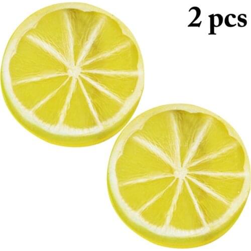 2pcs Creative Artificial Fruit Lifelike Realistic Lemon Kiwi Fake Fruit Slice Plastic Fruit Photography Props Home Decor