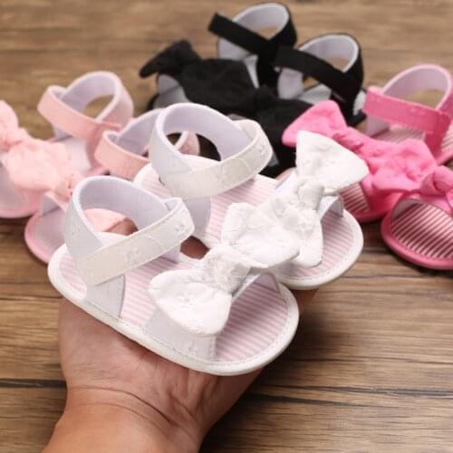 2021 Lovely Breathable Summer Baby Girls Sandals Toddlers Sweet Style Bow Decoration Soft Sole Shoes Infant Non-slip Prewalker