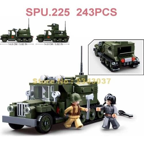 Sluban 0685 243pcs Military Ww2 World War Ii Half Track Truck Building Blocks Toy