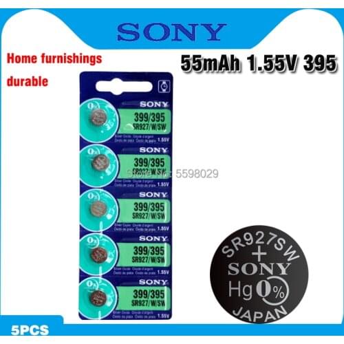 5PC SONY Original 395 SR927SW 399 SR927W AG7 LR927 1.55V Button Cell Watch Coin Battery Watch batteries MADE IN JAPAN
