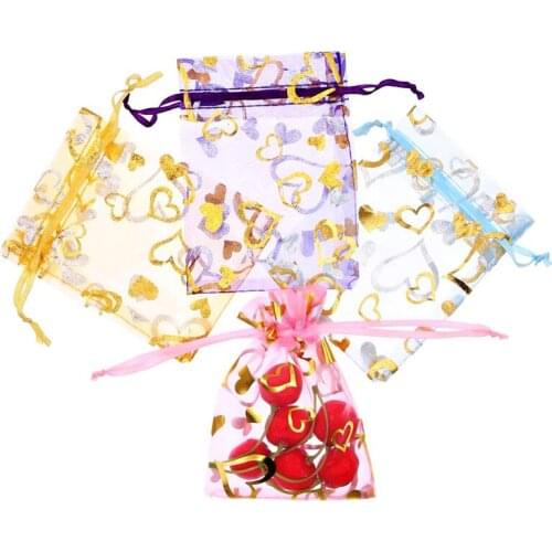 50Pcs/lot 7x9cm Storage Organza Gift Bag Jewelry Packaging Bags Wedding Party Eyelash Box Decoration Drawable Bag Gift Pouch