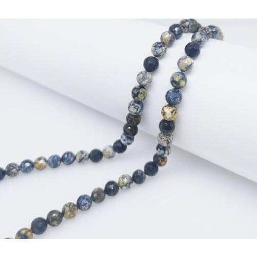 6-12mm Energy Gemstone Round Cutting Stone Blue Ocean Agate Jasper Loose Bead Making DIY Purify Gift Luck Unique Wealth Healthy