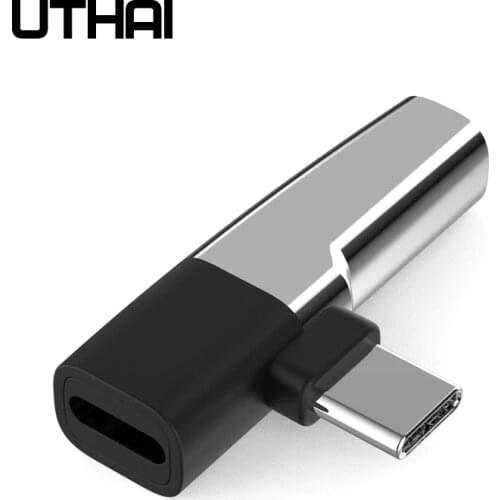 UTHAI C61 Type-c to 3.5mm Audio Charging 2 in 1 Adapter For Macbook Android Converter Fast Charge MINI Size USB C Music Adapters