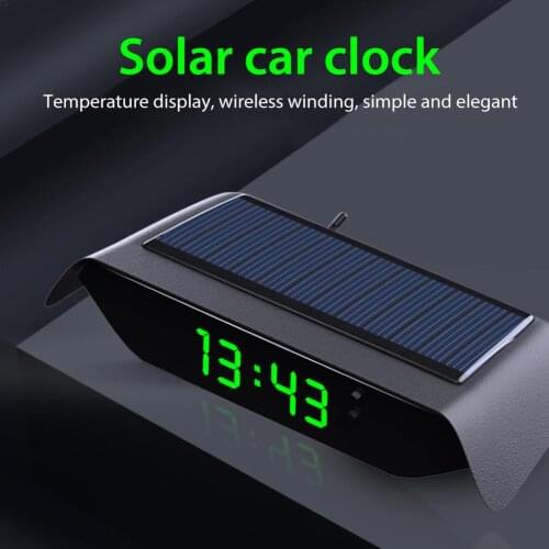 4 In 1 Car Solar ClockThermometer Luminous Date Free Wiring USB Charging High-precision Car Electronic Watch Temperature Monitor