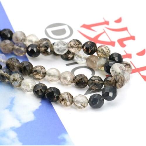 New 6mm black multicolor watermelon tourmaline faceted round loose beads 15" hot DIY women jewelry making