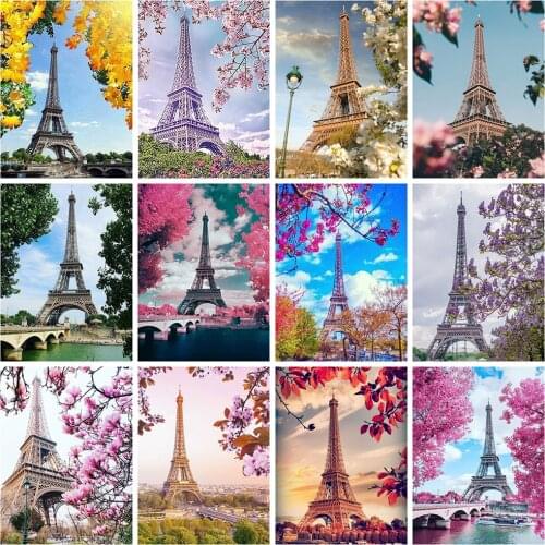 Evershine Diamond Painting Cross Stitch Eiffell Tower Mosaic Full Layout Rhinestone Embroidery Scenery DIY Needlework Craft Gift