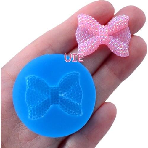 FYL528U 27.7mm x 21.1mm Bowknot Bow Silicone Mold Fondant Cake Decoration Candy Resin Clay Earrings Necklace Craft Soap Candle