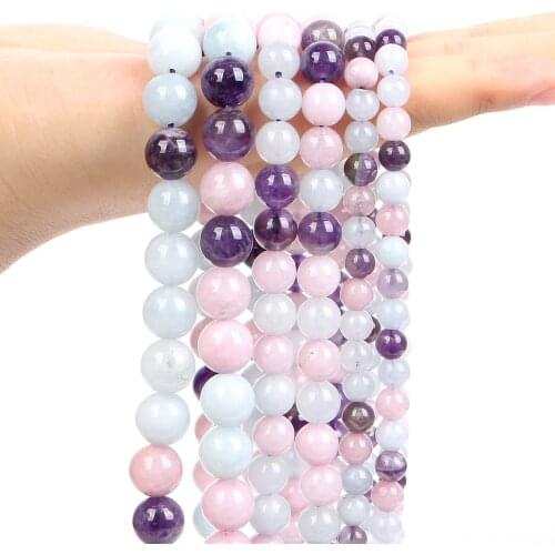 Smooth Natural Lavender Stone Beads Round Loose Spacer Beads for Jewelry Making Bracelets Necklace Earrings Accessories 6/8/10MM