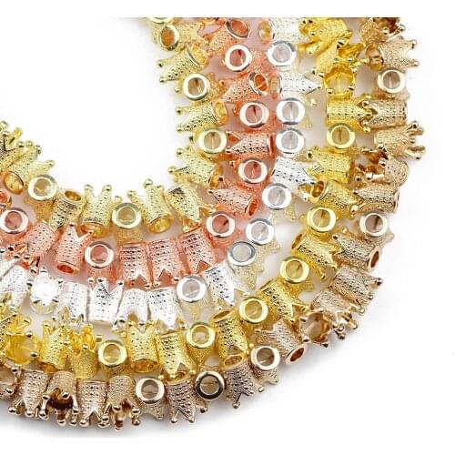 JHNBY Gold Silvers Emperor Crown Hematite Natural Stone 13mm 5pcs Spacer Loose Beads For Jewelry bracelet Making Diy Accessories