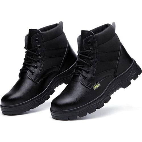 Leather Work Boots Steel Toe Boot Shoe for Man Platform Boots Safety Shoes Waterproof Warm Winter Puncture-Proof Work Boots
