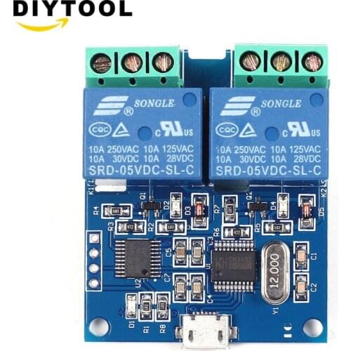 LCUS-2 5V USB Relay Module CH340 USB Intelligent Control Switch 10A 250VAC 30VDC Over-Currentelay /Diode Freewheelin Protection