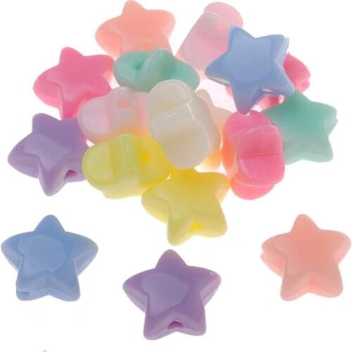New Arrival 1200pcs/500g 11mm Cute Kawaii Star Beads Acrylic Pastel Colors DIy Jewelry Beading Material Plastic Spacer Beads