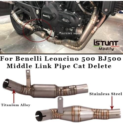 Motorcycle Exhaust Modified Stainless Steel Middle Link Pipe Catalyst Delete Pipe Slip On For Benelli Leoncino 500 BJ500