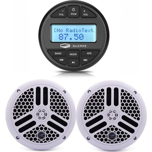 Marine Radio Audio Stereo Bluetooth Media Receiver AM FM Car MP3 Player+6.5inch Waterproof Boat Speaker For RV ATV Bath Yacht