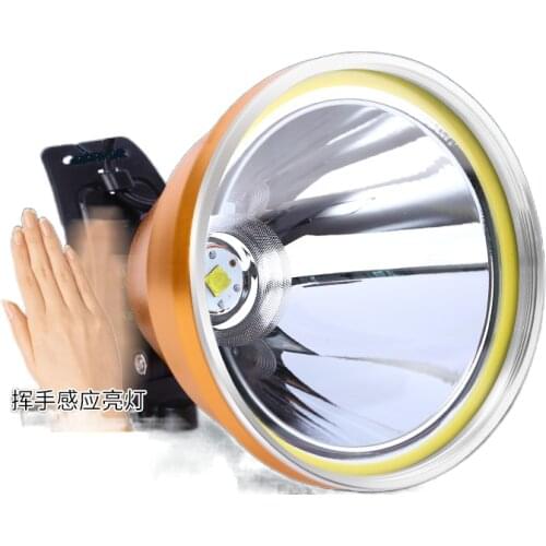 Nuclear bright headlights 9 P90 external 12V battery shot and a head-mounted LED lamp fishing light spot over a large hernia