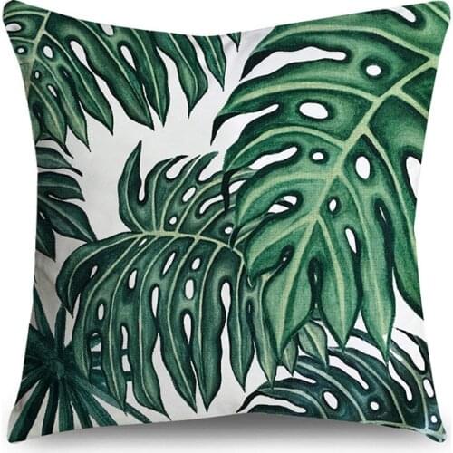 Tropical Leaves Cushion Cover Polyester Plants Green Pillow Cases Decorative for Sofa Car Seat Fresh Home Decor Covers 45x45cm