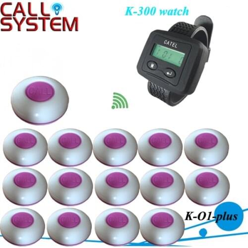 New item Office call bell system one watch receiver K-300 with 15 pagers in 433.92mhz