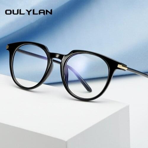 Oulylan Computer Eyeglasses for Men Anti Blue Light Glasses Women Round Frames Optical Retro Spectacles Frame