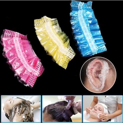 50/100pcs Disposable Waterproof Ear Cover Bath Shower Salon Ear Protector Cover Caps Household One-off Earmuffs Dyeing Hair Tool