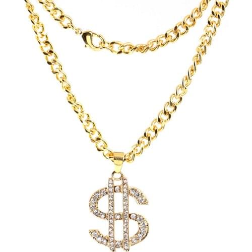 Hip Hop Rap US Dollar Pendant Necklace Chain Accessories Hiphop Jewelry Money For Women/Men Bling Jewelry