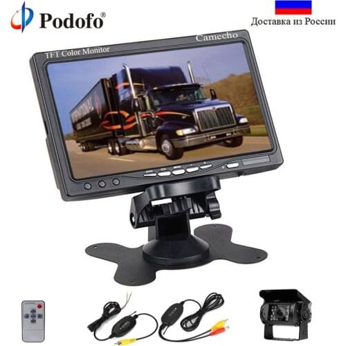 Podofo 18 LED Car Rear View Wireless Backup Camera Kit + 7" TFT Auto LCD Monitor 12V-24V For Truck Van Caravan Trailers Campers