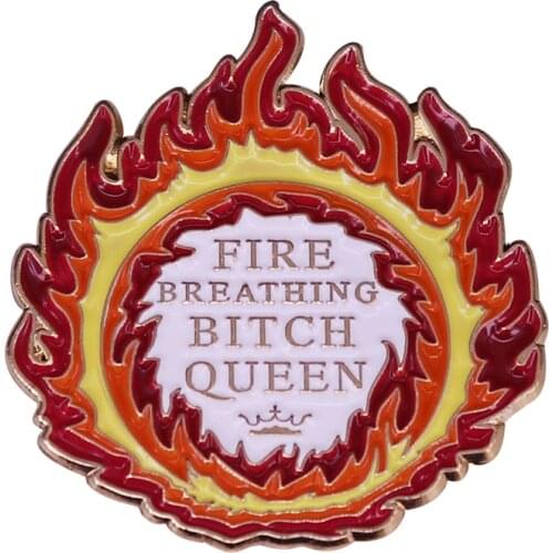 Throne of Glass Bookish Enamel Pin Cynthia Wijmans Badge Fire Breathing Bitch Queen Brooch