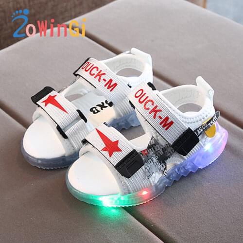 Size 21-30 Child Glowing Sandals Baby Girls Shoes Children Glowing Shoes Soft Bottom Beach Sandals for Girl sandale enfant fille